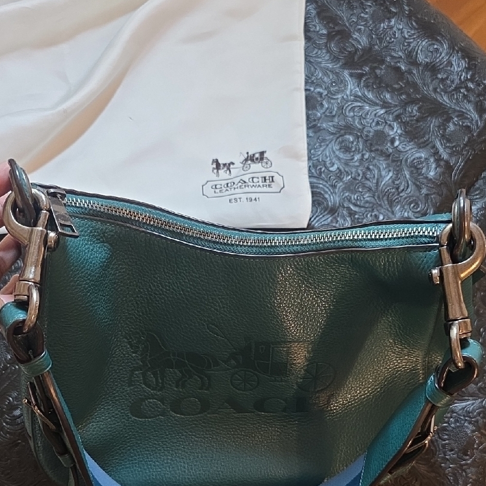Coach Turquoise Leather Shoulder Bag Jes Hobo - Picture 8 of 9